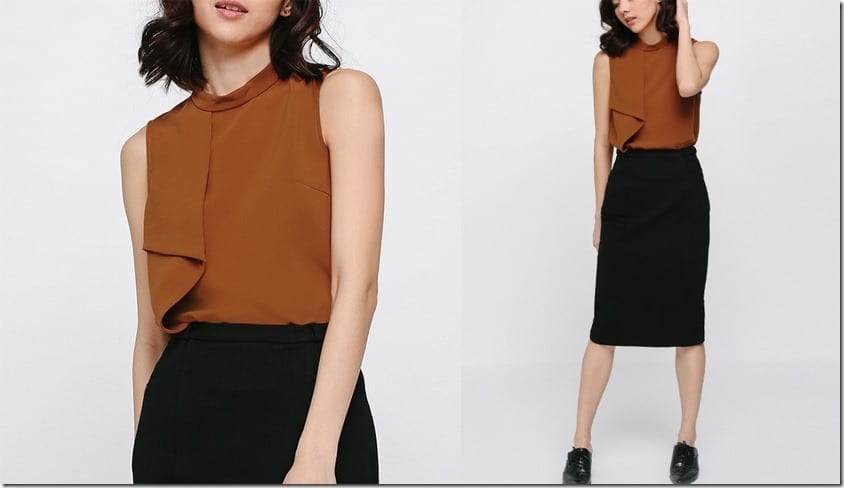 brown-asymmetrical-ruffle-top