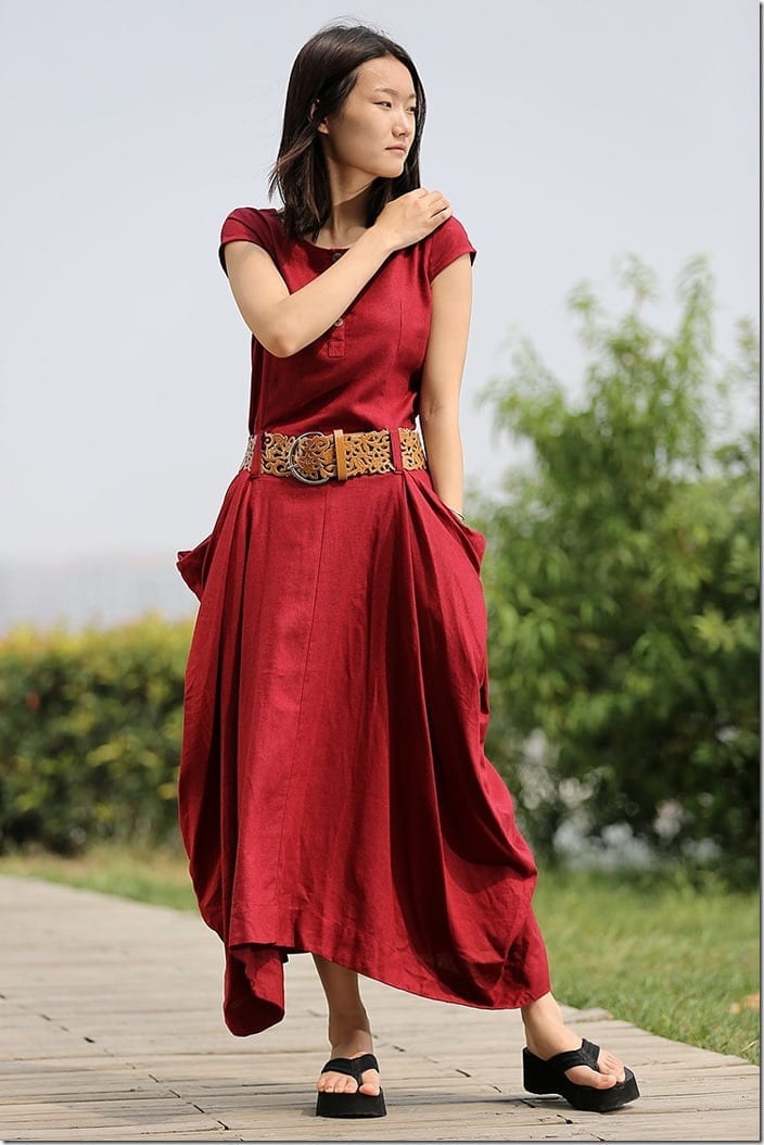 red-asymmetric-fit-and-flare-dress