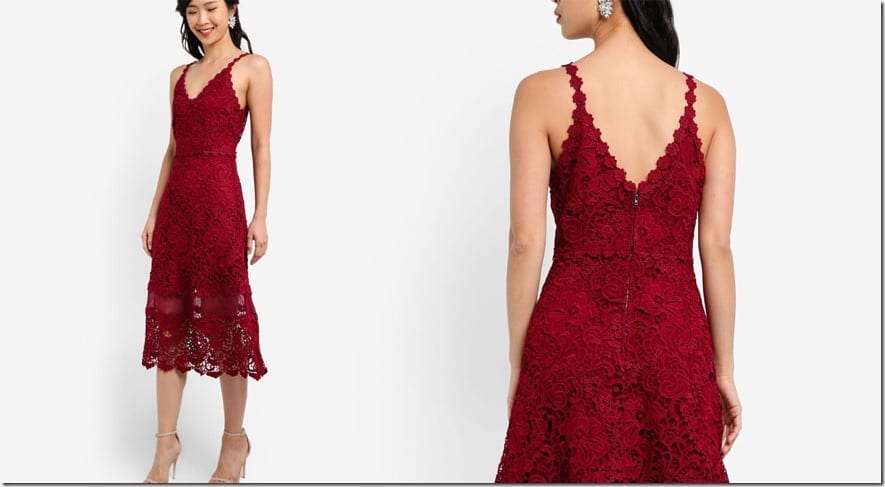 red-crochet-lace-midi-flare-dress