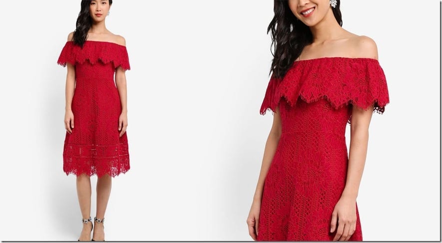 red-off-shoulder-lace-midi-dress