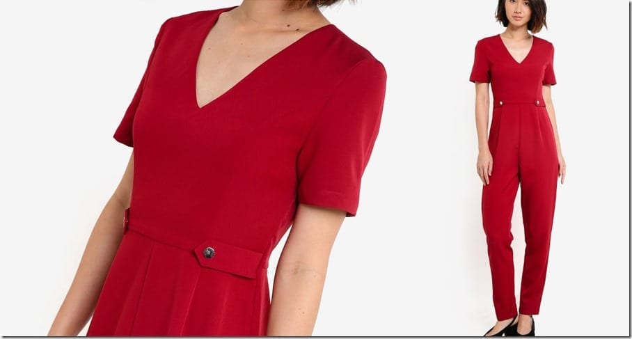 red-short-sleeve-tailored-jumpsuit