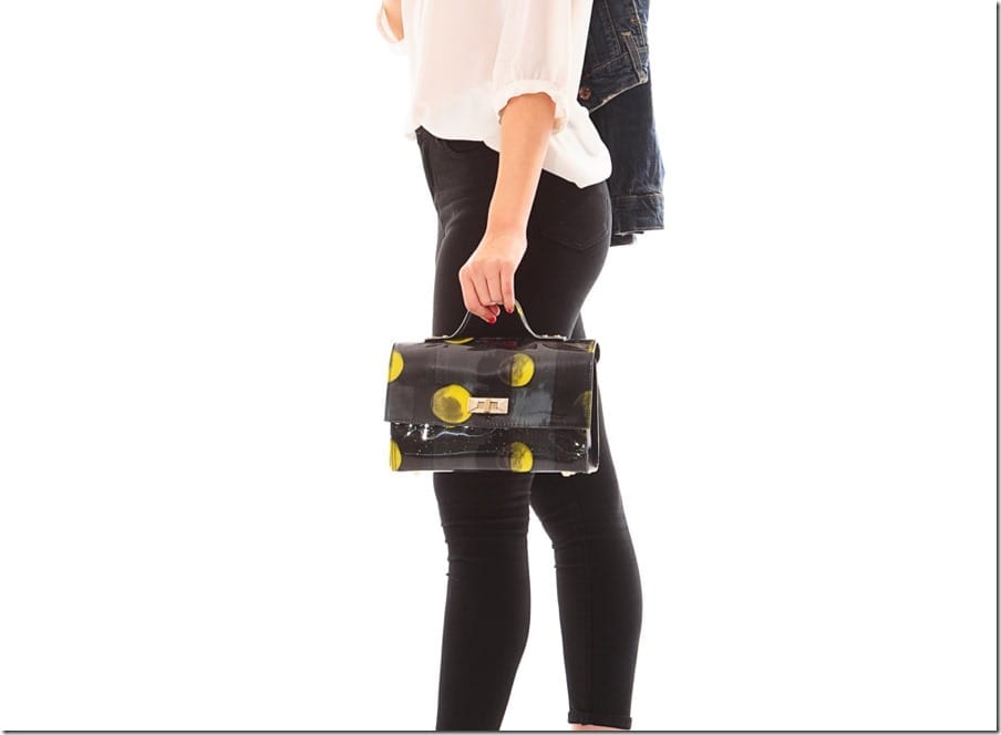 shiny-black-yellow-abstract-handbag