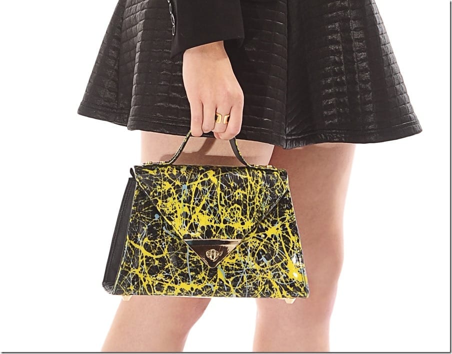 shiny-black-yellow-printed-unique-handbag