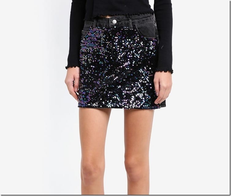 black-moto-sequin-denim-mini-skirt