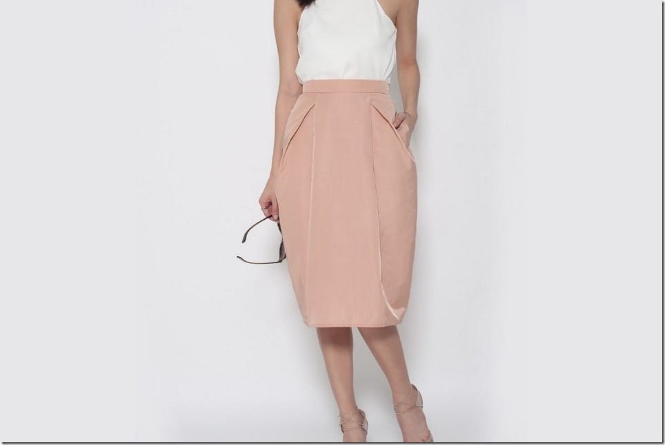 Minimalist Tulip Midi Skirt With Pockets