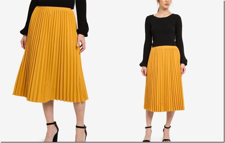 mustard-pleated-midi-skirt