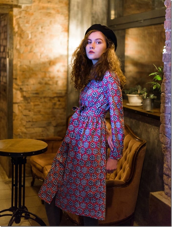 peas-print-midi-shirt-dress