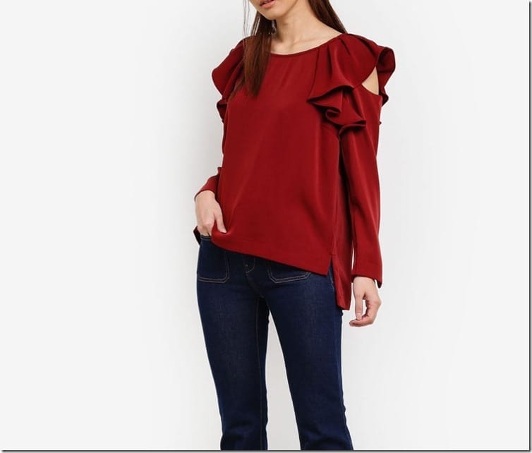 red-ruffle-cold-shoulder-blouse