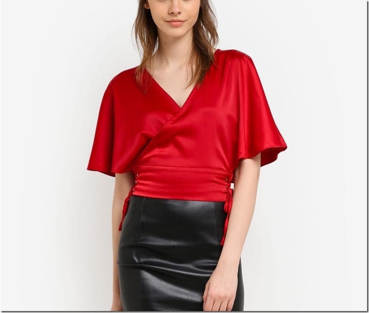 red-wrap-side-lace-up-blouse