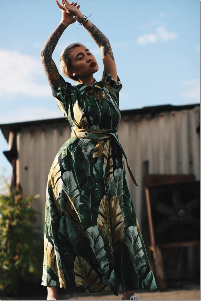 tropical-palm-leaf-shirt-dress