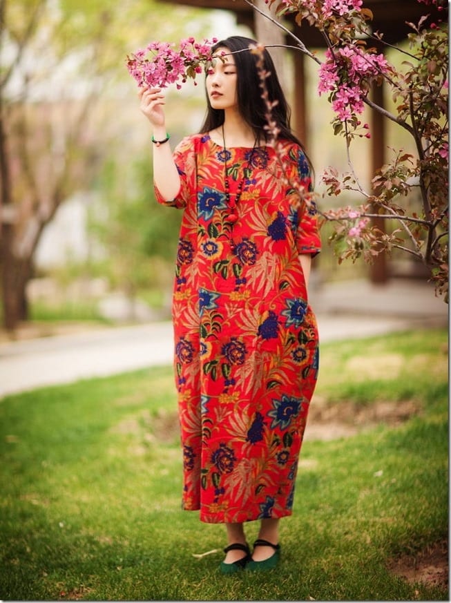 red-floral-loose-fit-dress