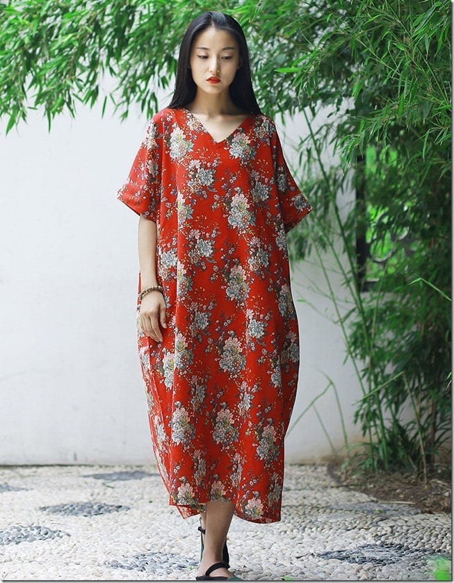 retro-floral-v-neck-loose-fit-dress