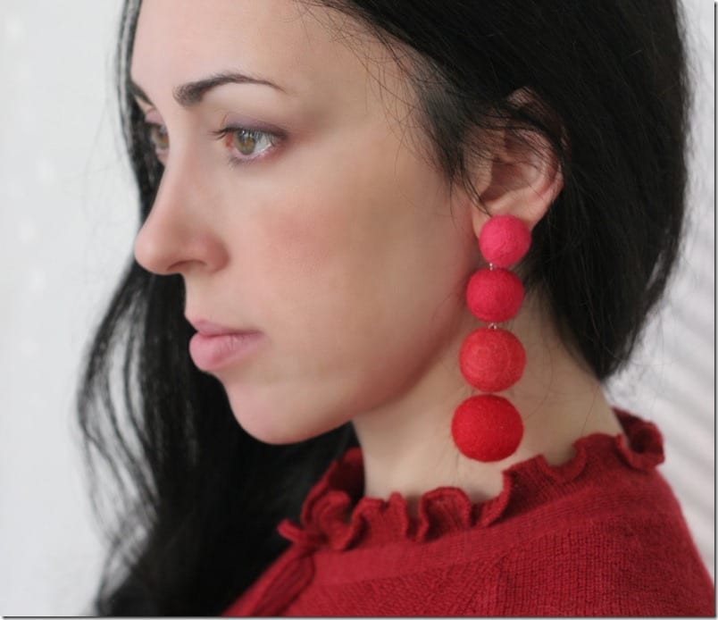 statement-red-felt-ball-earrings