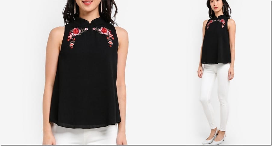 black-embroidered-mandarin-collar-top