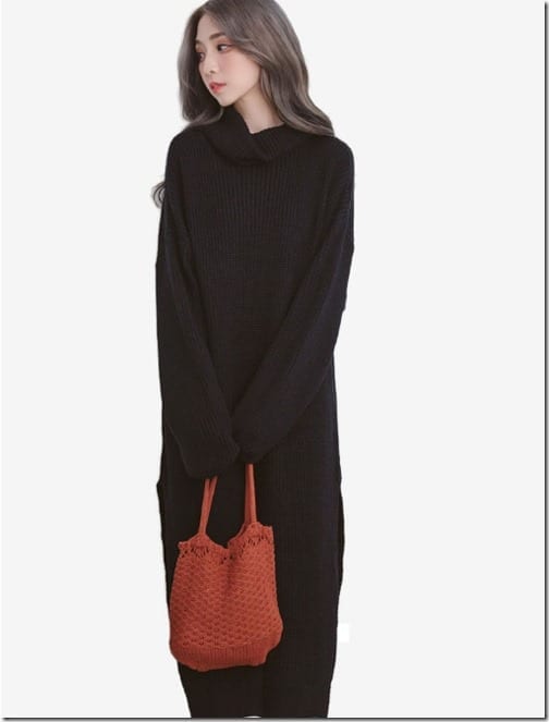 black-high-neck-sweater-knit-dress