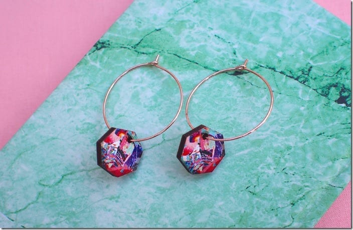 gold-hoop-colorful-hexagon-earrings