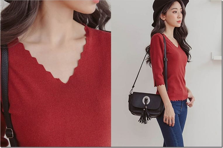 red-scallop-edge-v-neck-top