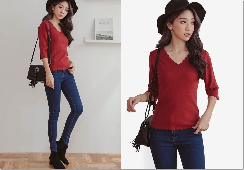 The Scallop Edge V-Neck Top Style