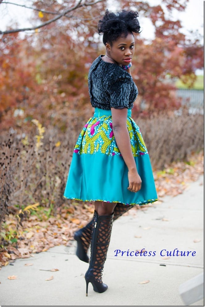 turquoise-african-print-statement-skirt