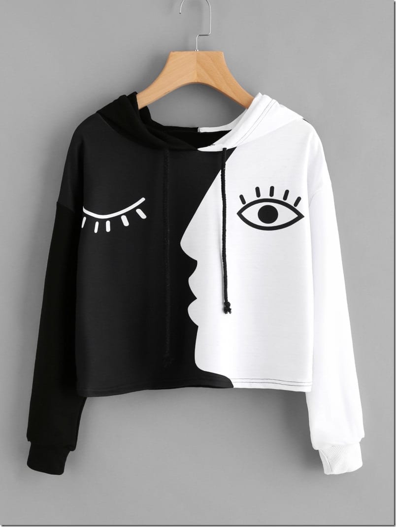 contrast-face-print-hoodie