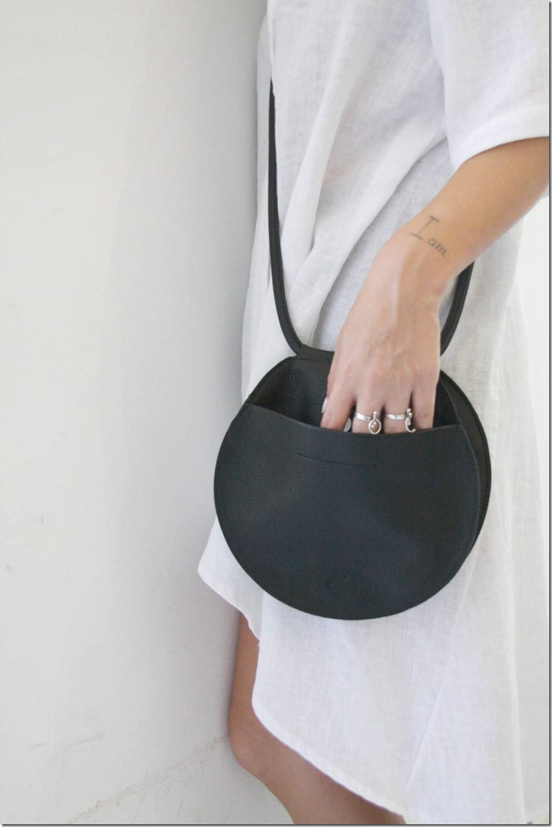 round-black-leather-bag