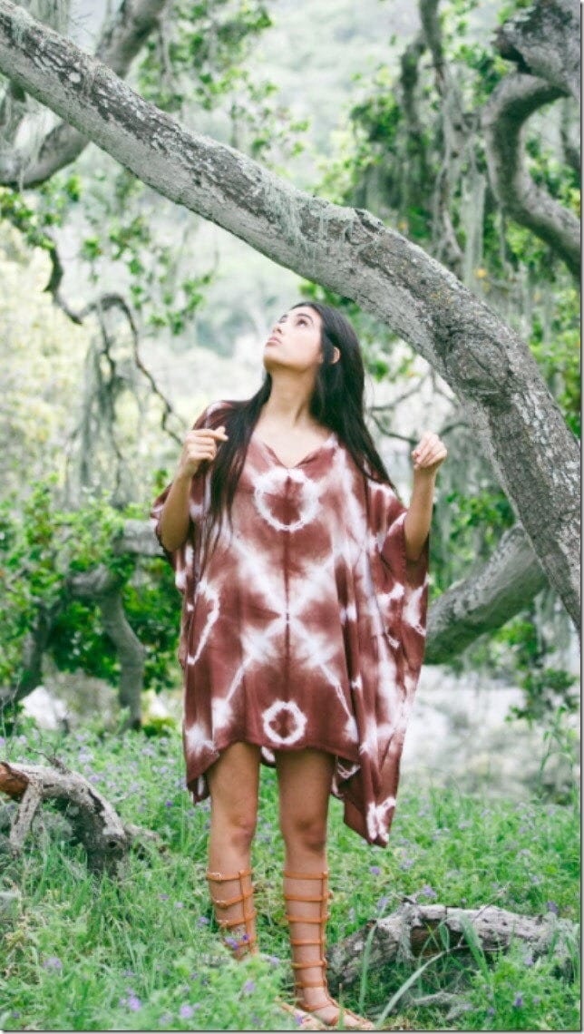 rust-brown-shibori-kaftan-dress