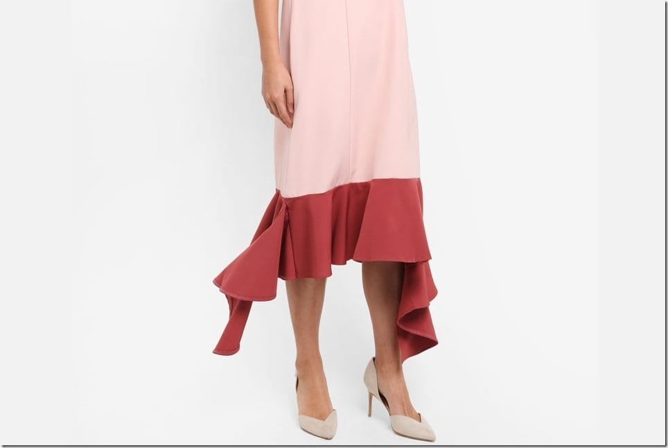 Summer Midi Dress With Uneven Dangling Hemline