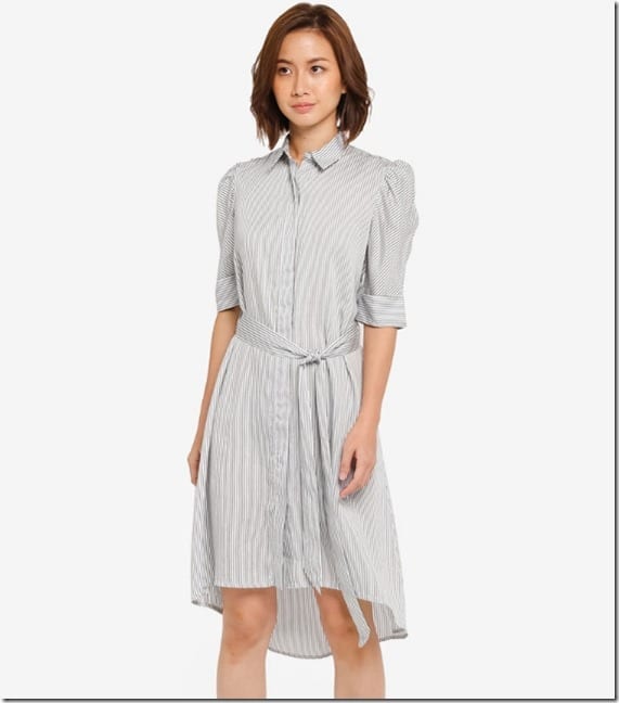 stripe-puff-sleeve-shirt-dress