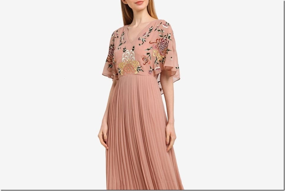 Embroidered V-Neck Midi Dresses For A Demure Party Look