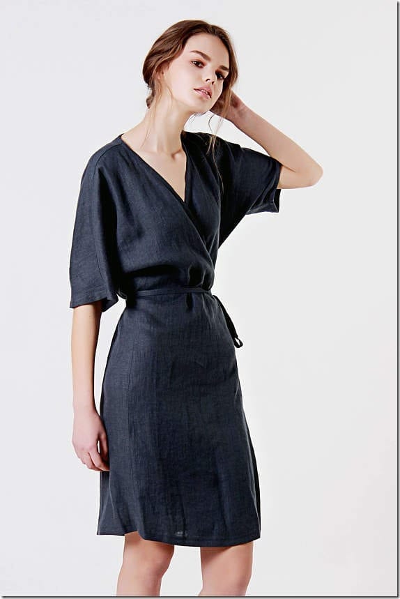 black-kimono-wrap-linen-dress