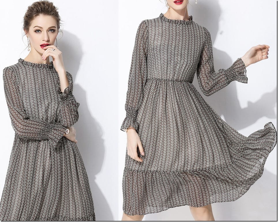 High Neck Swing Dress Styles For Alluring Feminine Expression