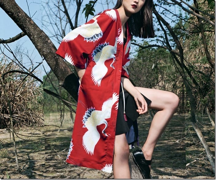 long-red-crane-bird-print-kimono