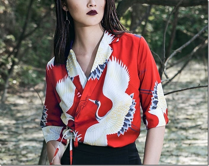 Fashionista NOW: Stunning Red Crane Bird Motif Fashion Inspiration