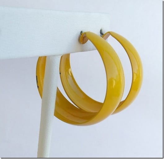 retro-large-yellow-enamel-hoop-earrings