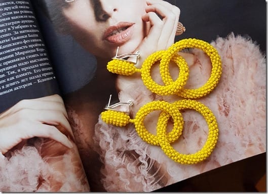 yellow-double-hoop-beaded-earrings