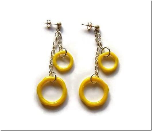 yellow-glass-hoop-dangle-earrings