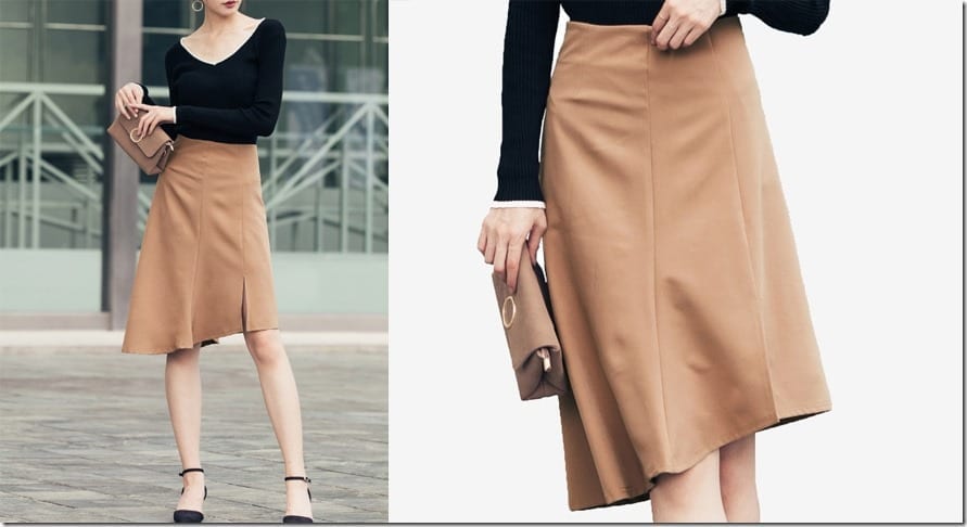 brown-asymmetric-hem-midi-skirt