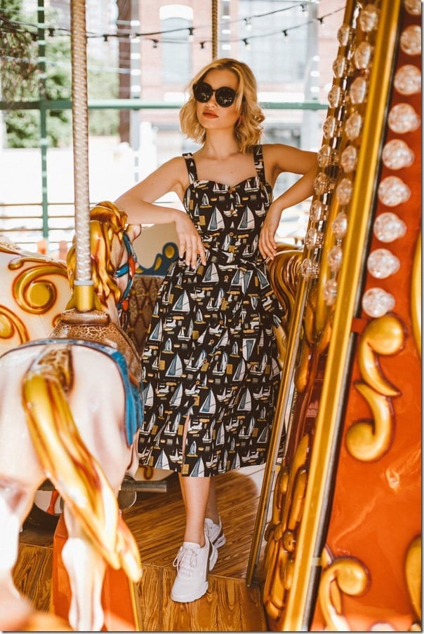 vintage-style-ship-print-midi-sundress