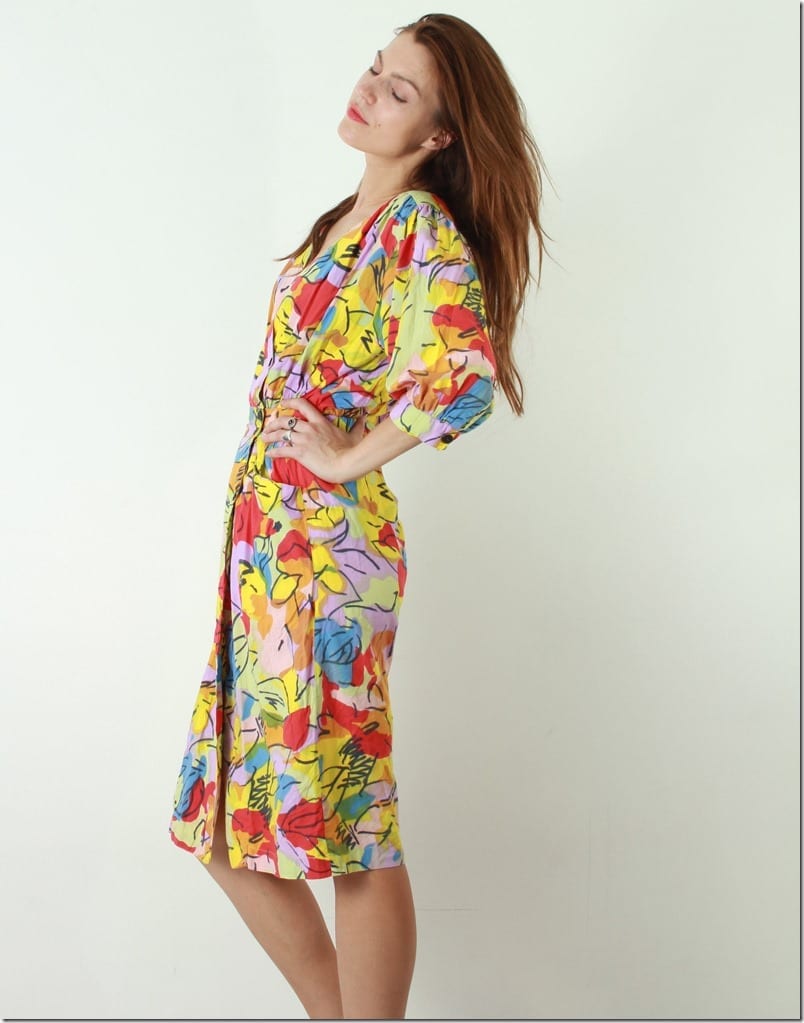 80s-floral-wrap-midi-dress