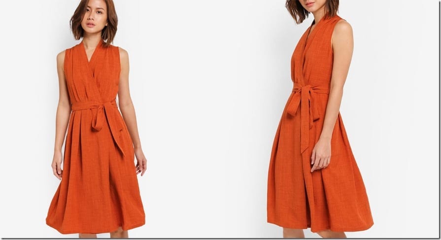 tangerine-wrap-midi-dress