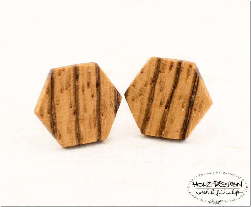 zebrano-wood-hexagon-stud-earrings