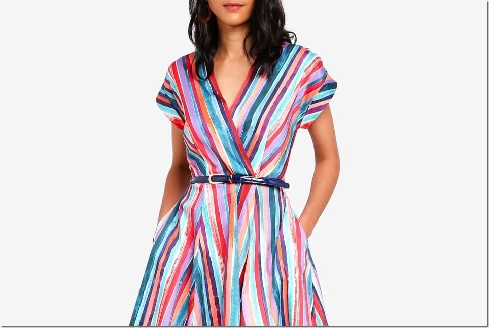 Stunning Wrap Dress Styles In Summery Abstract Stripes