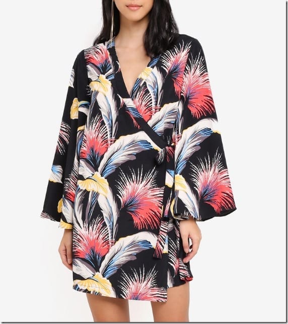 tropical-feather-loose-kimono-dress