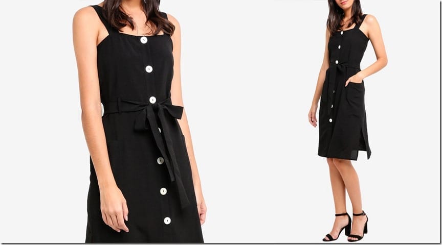 black-button-down-midi-dress