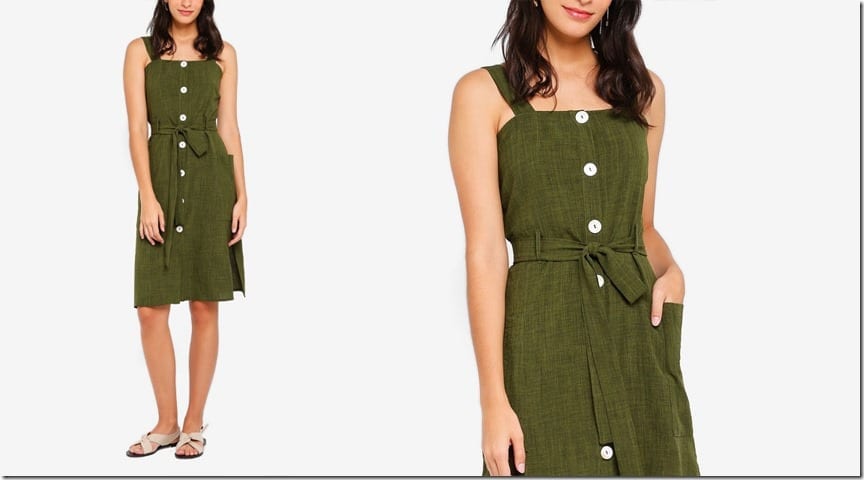 green-button-down-midi-dress