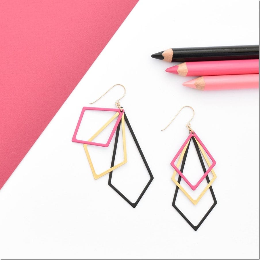 pink-layered-statement-geometric-earrings