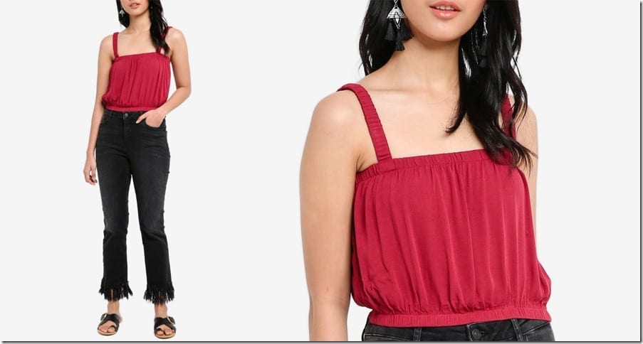 red-minimal-square-neck-top