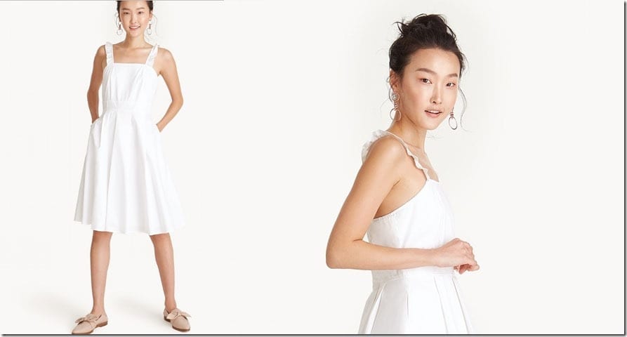 white-ruffle-strap-square-neck-dress