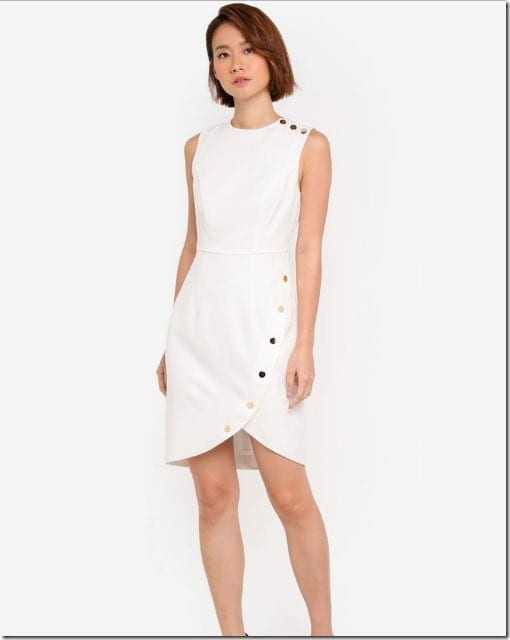 white-side-button-contrast-dress