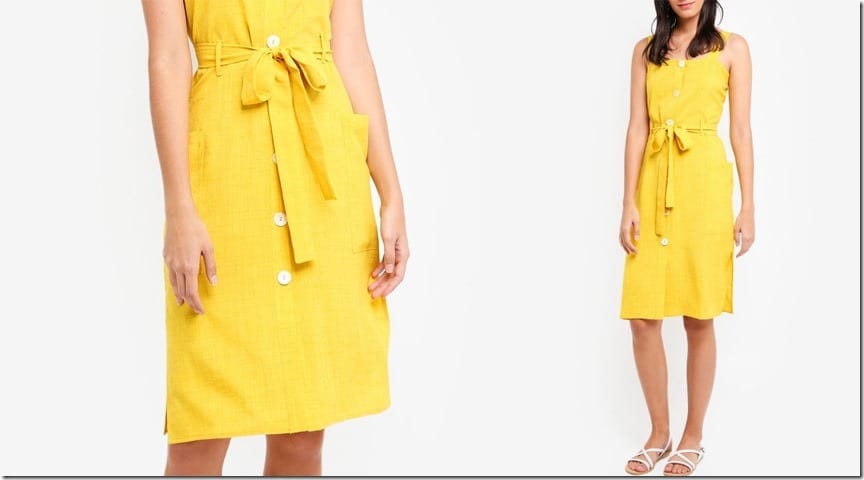 yellow-button-down-midi-dress